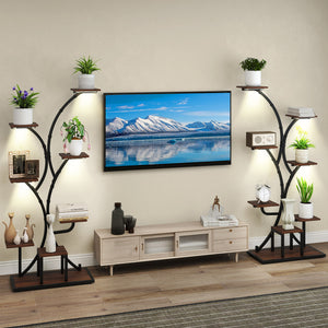 Indoor Plant Stand with Grow Lights 58" Tall 8-Tier Corner Metal Plant Shelf-Set of 2
