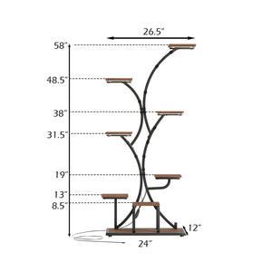 Indoor Plant Stand with Grow Lights 58" Tall 8-Tier Corner Metal Plant Shelf-Set of 2
