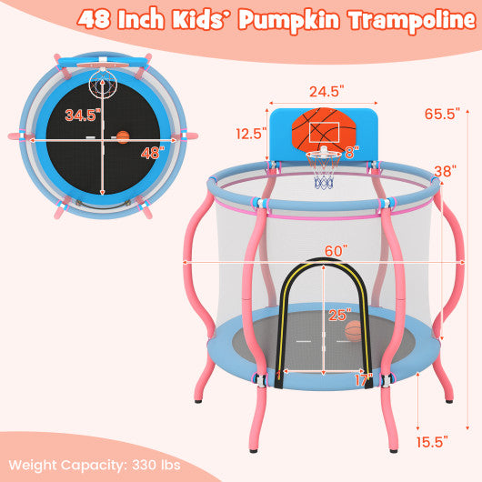Kids Trampoline Indoor & Outdoor Pumpkin Trampoline-Pink