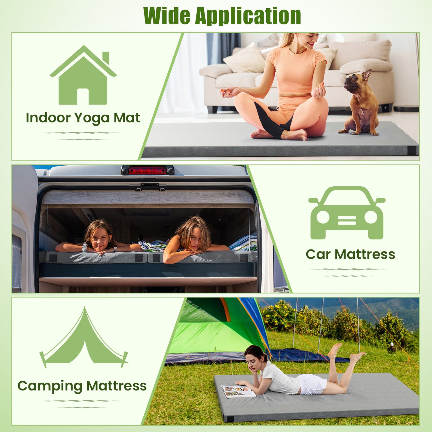 Indoor outdoor Sleeping mat with High density foam Cushion and Carrying Bag-Gary