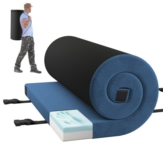 Indoor outdoor Sleeping mat with High density foam Cushion and Carrying Bag-Navy