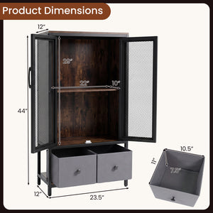 Industrial Coffee Bar Cabinet with 2-Tier Storage Compartment-Rustic Brown
