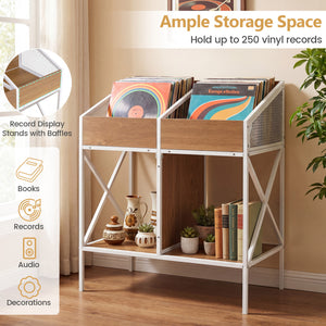 Industrial Magazine Books Record Holder with Metal Frame and Anti-tip Kits-Natrual