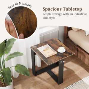 Industrial Sofa End Table with Metal Frame-1