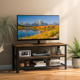 Industrial TV Stand up to 50 Inches with Power Outlets and USB Ports-Rustic Brown