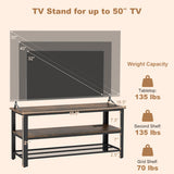 Industrial TV Stand up to 50 Inches with Power Outlets and USB Ports-Rustic Brown