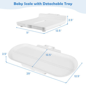 Infant Scale with Detachable Tray for Body Weight and Height Measurement-White