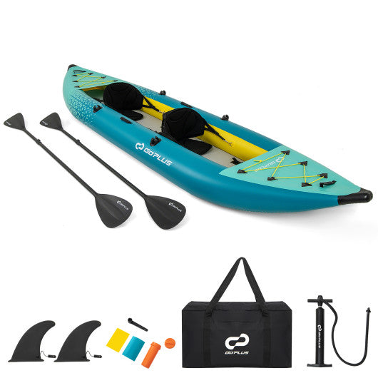 Inflatable 2-person Kayak Set with Aluminium Oars and Repair Kit-Green