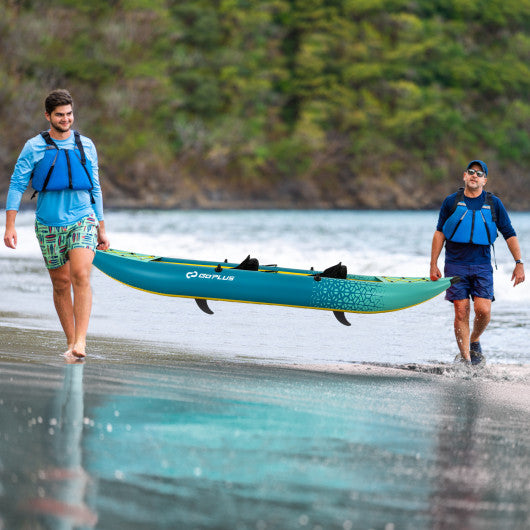 Inflatable 2-person Kayak Set with Aluminium Oars and Repair Kit-Green