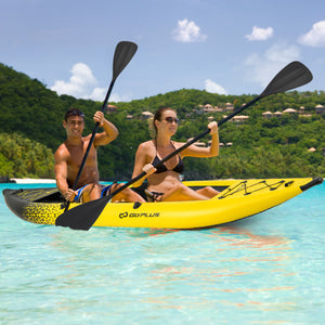 Inflatable 2-person Kayak Set with Aluminium Oars and Repair Kit-Yellow