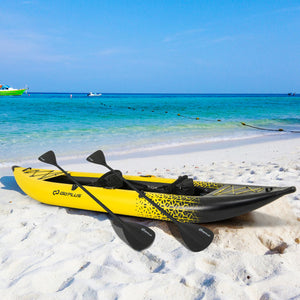 Inflatable 2-person Kayak Set with Aluminium Oars and Repair Kit-Yellow