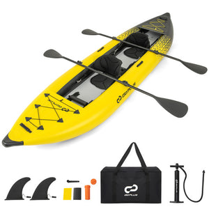 Inflatable 2-person Kayak Set with Aluminium Oars and Repair Kit-Yellow