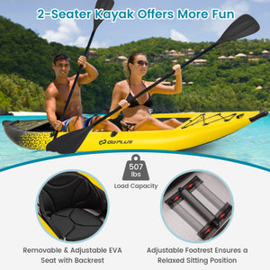 Inflatable 2-person Kayak Set with Aluminium Oars and Repair Kit-Green
