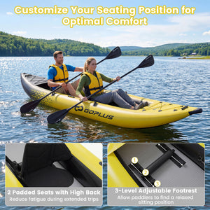 Inflatable 2-person Kayak Set with Aluminium Oars and Repair Kit-Yellow