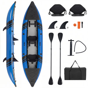 Inflatable 2-person Kayak Set with Aluminium Oars and Repair Kit-Blue