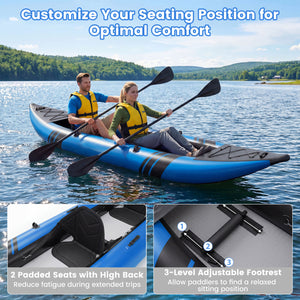Inflatable 2-person Kayak Set with Aluminium Oars and Repair Kit-Blue