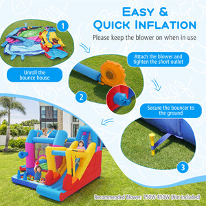 Inflatable Bounce House 8-in-1 Excavator Themed Kids Bouncer