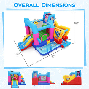 Inflatable Bounce House 8-in-1 Excavator Themed Kids Bouncer