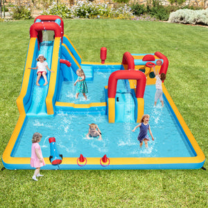 Inflatable Double Water Slide Park 9-in-1 Giant Bounce House Blower Excluded