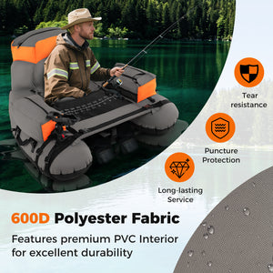 Inflatable Fishing Float Tube with Shoulder Straps and Storage for Angling-Orange