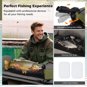 Inflatable Fishing Float Tube with Shoulder Straps and Storage for Angling-Green