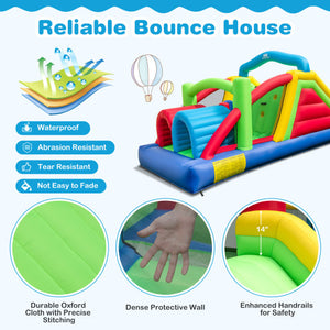 Inflatable Obstacle Course Bounce House with Dual Slides and Tunnels without Blower
