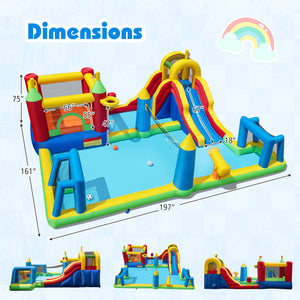 Inflatable Water Slide Bounce House 9-in-1 Jumping Castle with 735W Blower