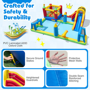 Inflatable Water Slide Bounce House 9-in-1 Jumping Castle with 750W Blower