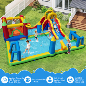 Inflatable Water Slide Bounce House 9-in-1 Jumping Castle with 750W Blower