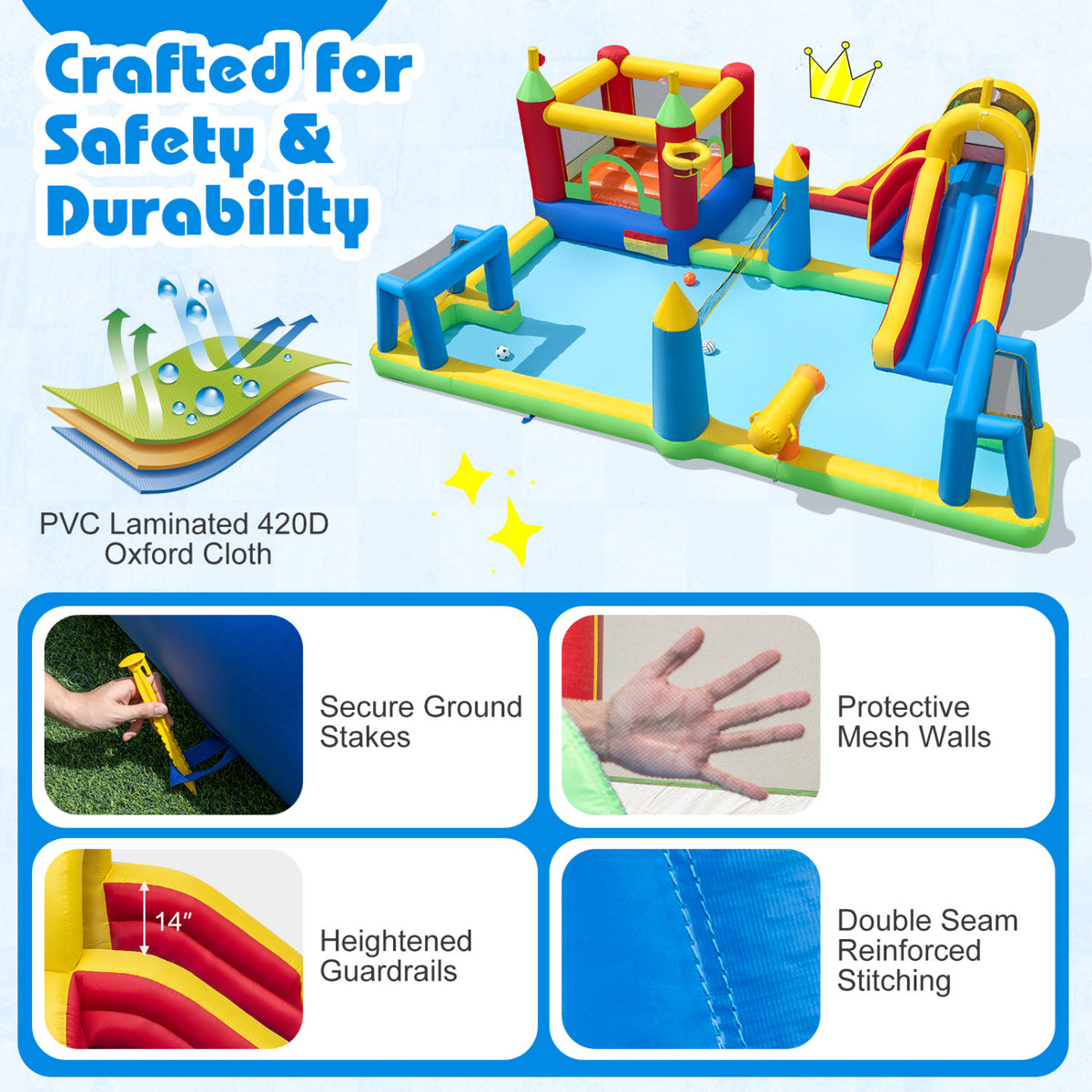 Inflatable Water Slide Bounce House 9-in-1 Jumping Castle with 780W Blower