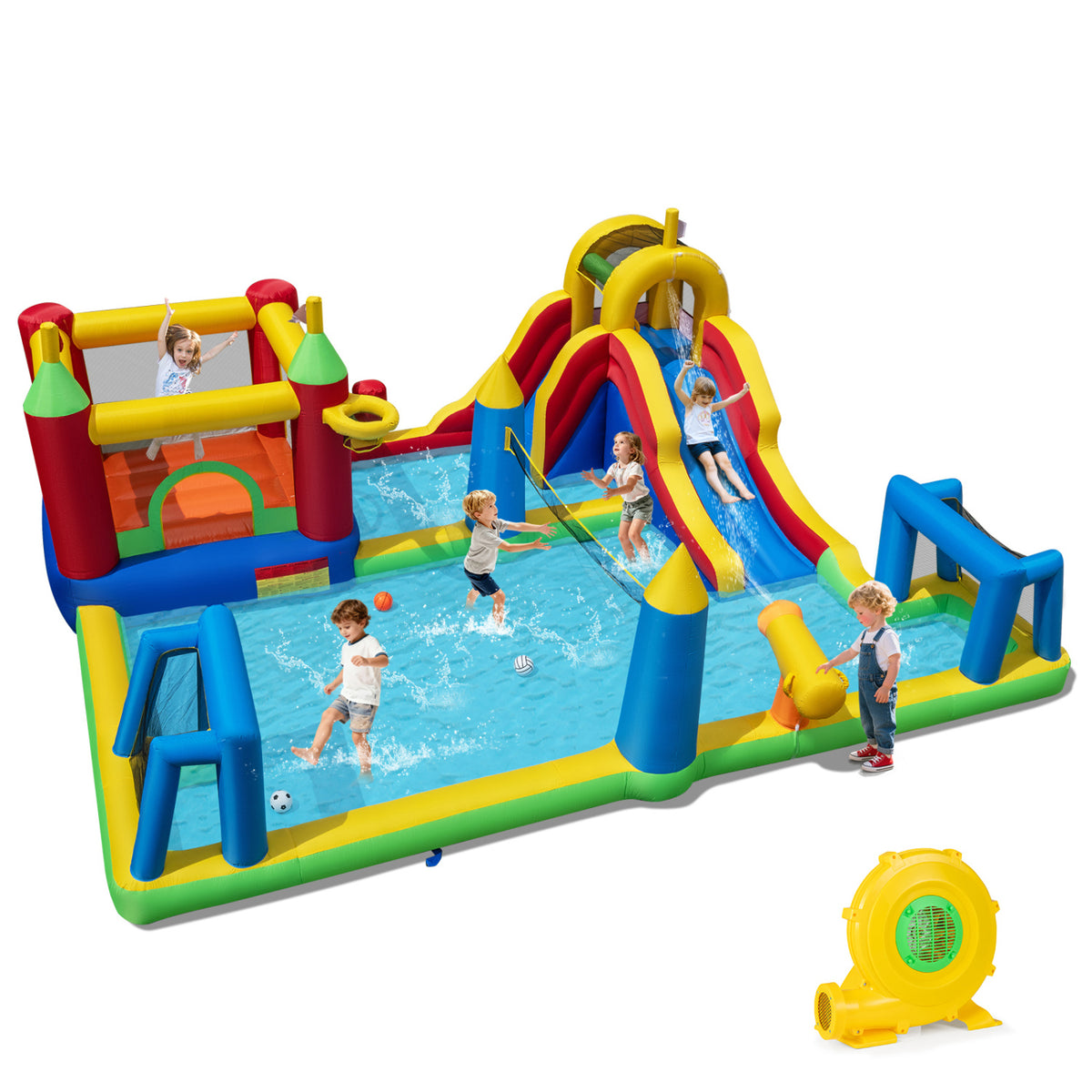 Inflatable Water Slide Bounce House 9-in-1 Jumping Castle with 780W Blower