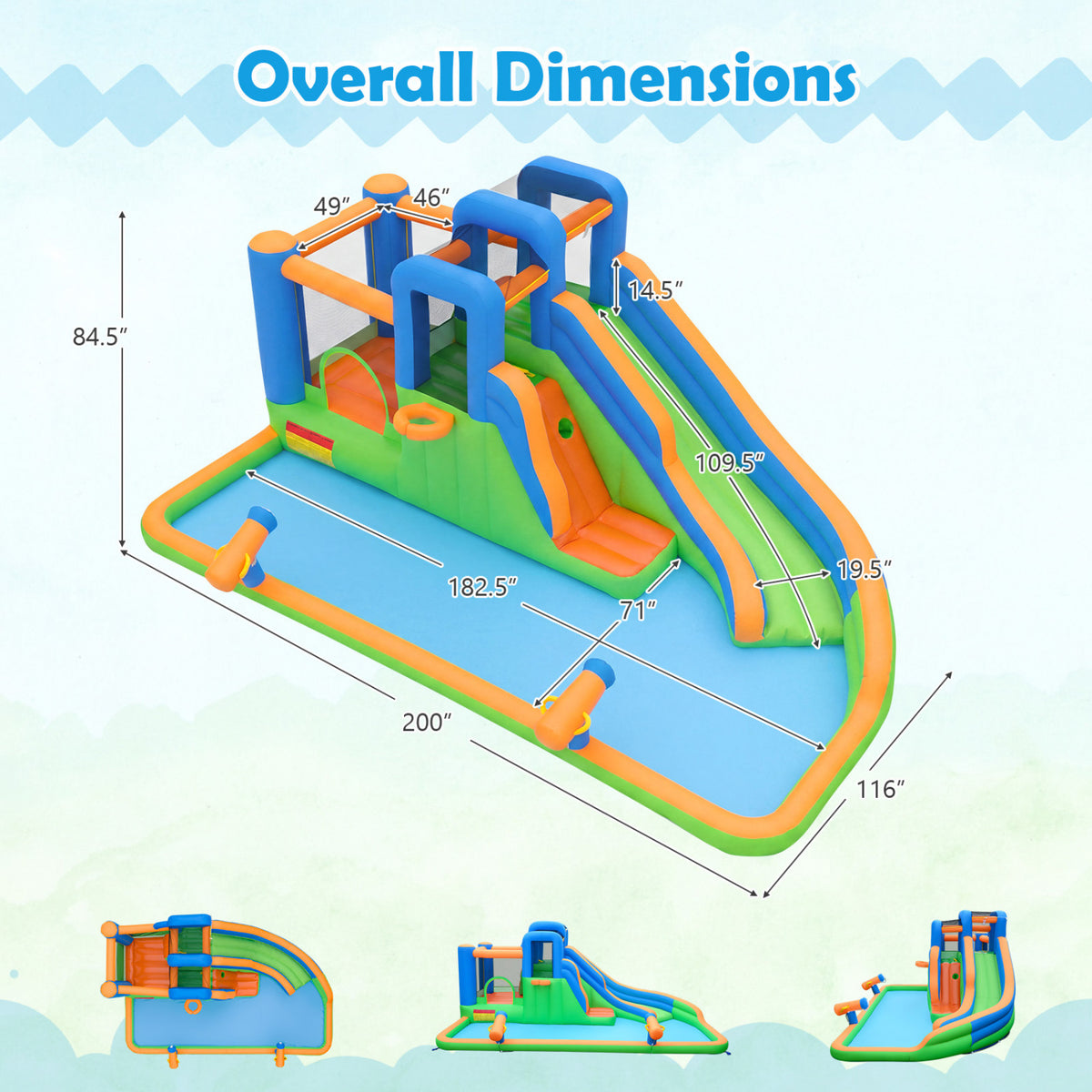 Inflatable Water Slide with Dual Climbing Walls and Blower Excluded