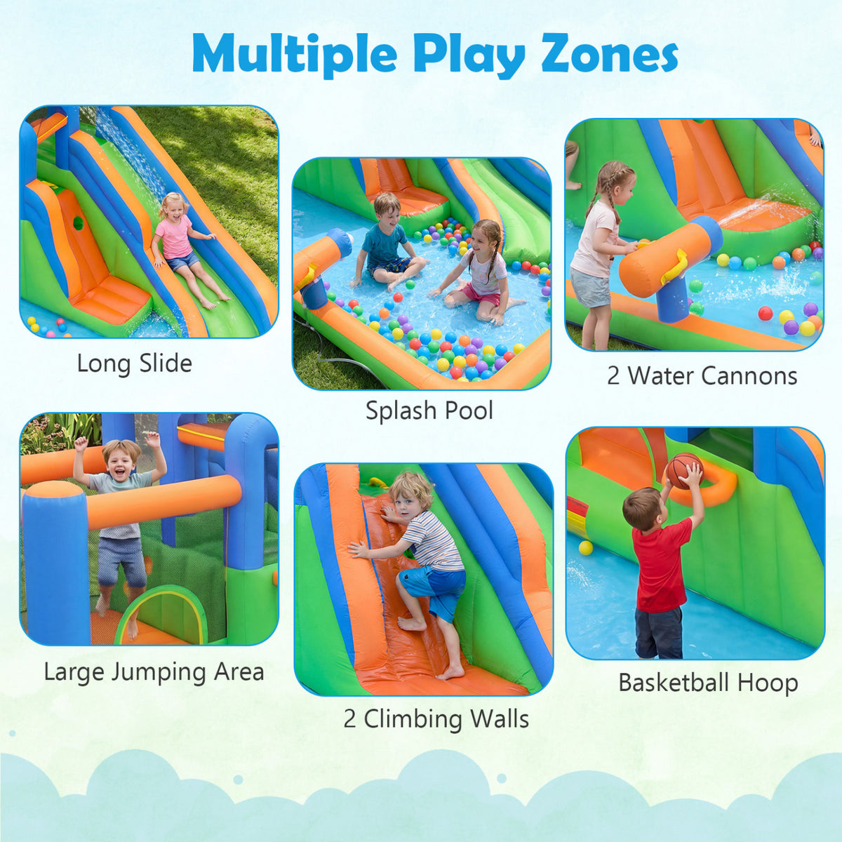 Inflatable Water Slide with Dual Climbing Walls and Blower Excluded