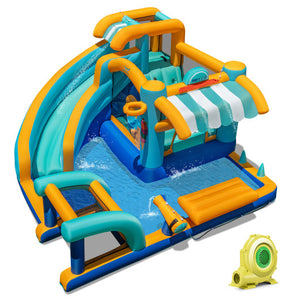Inflatable Water Slide Bounce House Kids Jump Castle with 735W Blower