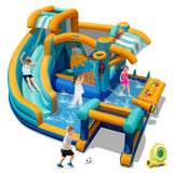 Inflatable Water Slide Bounce House Kids Jump Castle with 735W Blower