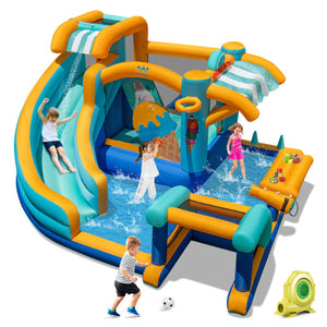 Inflatable Water Slide Bounce House Kids Jump Castle with 735W Blower