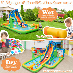 Inflatable Water Slide Giant Water Park 9-In-1 for Kids Backyard Fun with 735W Blower