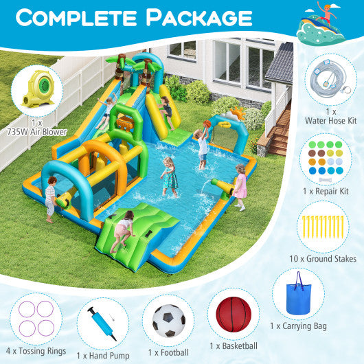 Inflatable Water Slide Tropical Theme Dual Slide Aqua Park Blower Excluded