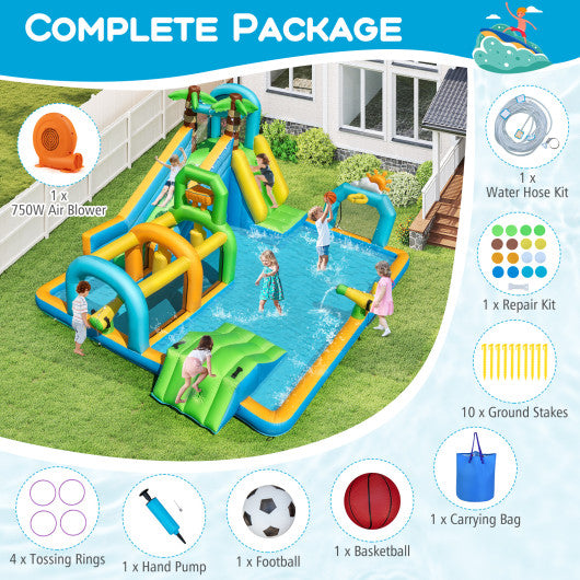 Inflatable Water Slide Bounce House Kids Jump Castle with 680W Blower