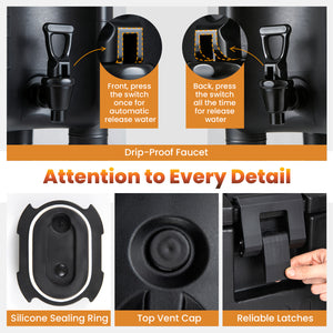 Insulated Beverage Dispensers Set of 2 Hot and Cold Drink Server Carriers with Ergonomic Handles-Black