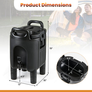 Insulated Beverage Dispensers Set of 2 Hot and Cold Drink Server Carriers with Ergonomic Handles-Black