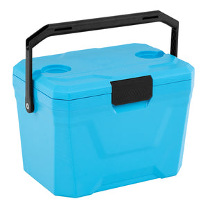 Insulated Portable Cooler Hard Shell Ice Chest with 2 Cup Holders-Blue