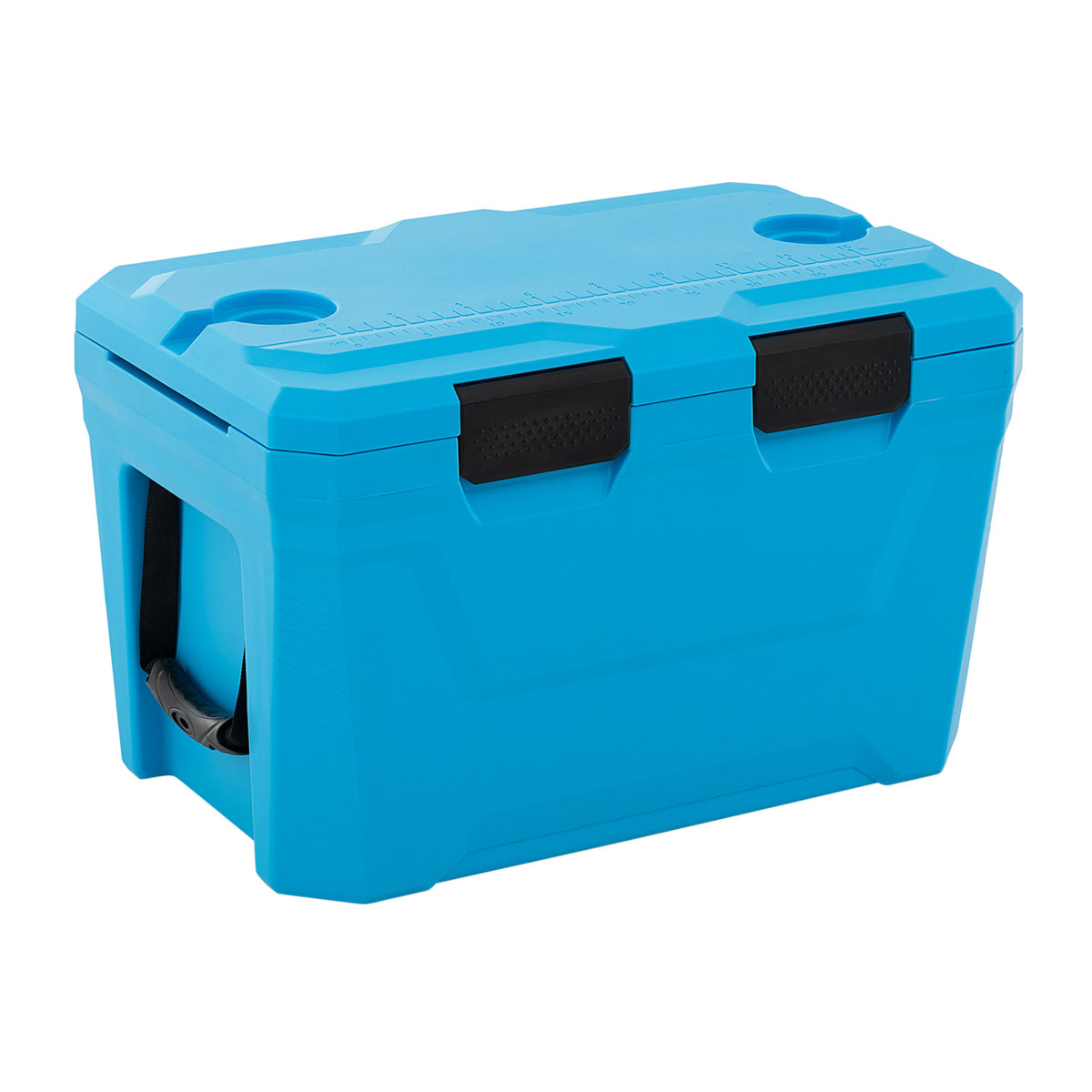 Insulated Portable Cooler Hard Shell Ice Chest with 2 Cup Holders Bottle Opener and Drain Plug-Blue