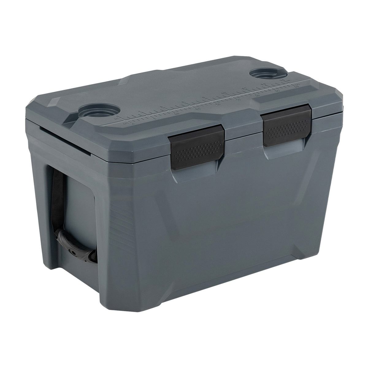 Insulated Portable Cooler Hard Shell Ice Chest with 2 Cup Holders Bottle Opener and Drain Plug-Gray