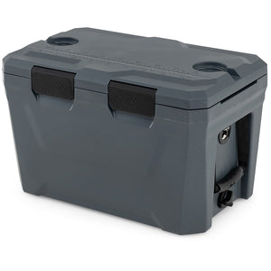 Insulated Portable Cooler Hard Shell Ice Chest with 2 Cup Holders Bottle Opener and Drain Plug-Gray