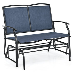 Iron Patio Rocking Chair for Outdoor Backyard and Lawn-Navy