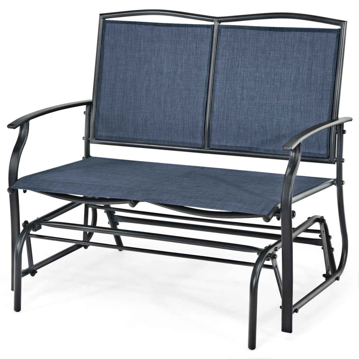 Iron Patio Rocking Chair for Outdoor Backyard and Lawn-Navy