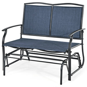 Iron Patio Rocking Chair for Outdoor Backyard and Lawn-Navy