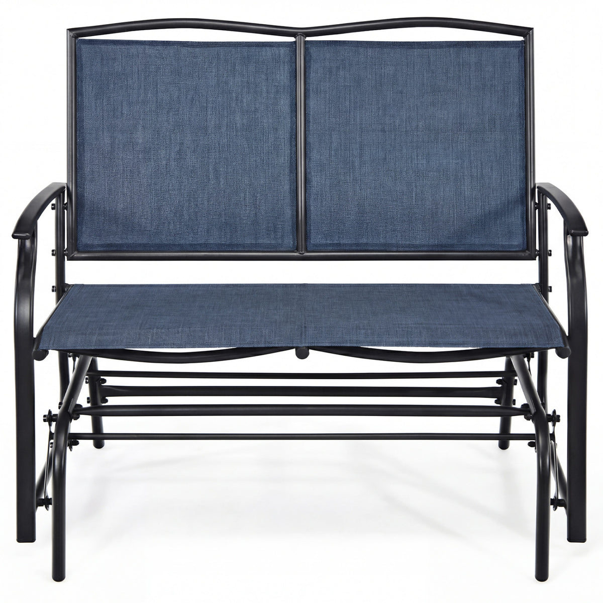 Iron Patio Rocking Chair for Outdoor Backyard and Lawn-Navy