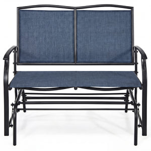 Iron Patio Rocking Chair for Outdoor Backyard and Lawn-Navy